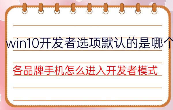 win10开发者选项默认的是哪个 各品牌手机怎么进入开发者模式？